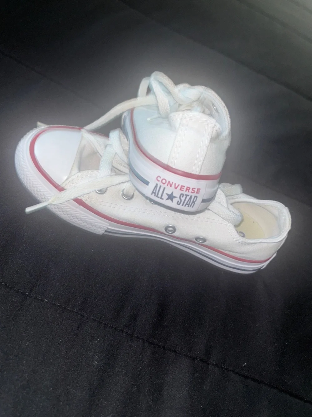 Converse Kids White Low-Top Sneakers with Red Trim